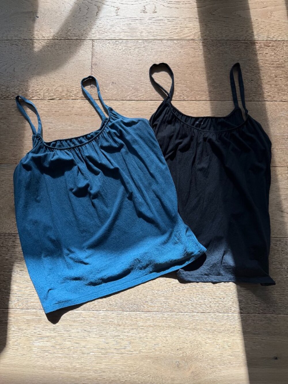 3 Garnet Hill Cotton Camisoles  Navy, Black, Teal  Size M
